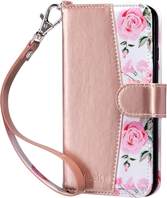 ULAK iPhone 6s Wallet Case, iPhone 6 Flip Case, PU Leather Case with Card Holder Hand Strap Kickstand Shockproof Protective Cover for Apple iPhone 6s/iPhone 6 4.7 inch, Rose Gold