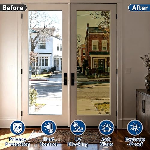 Vista 34 de Coavas - Película de privacidad para ventana no adhesiva, película translúcida de aves para ventana, película estática, adhesivos de ventana