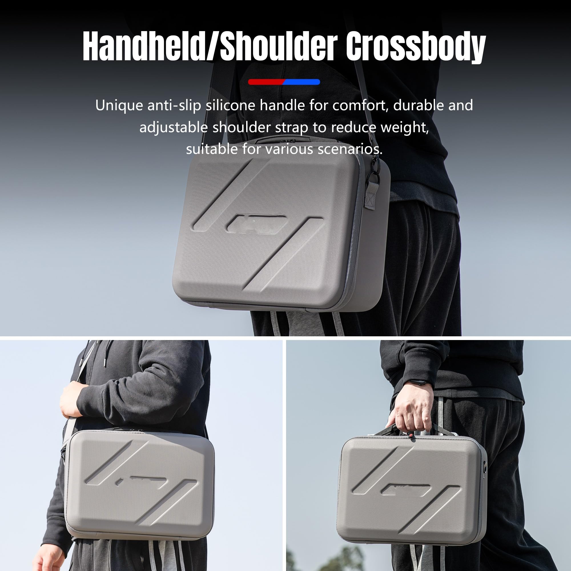 Etui z klapką do DJI Flip Fly More Combo, przenośny futerał ze skóry PU może organizować pilota RC2/RC-N3, 7 oryginalnych baterii, koncentrator ładowania, ładowarka 65 W, szary, Etui z klapką na drona