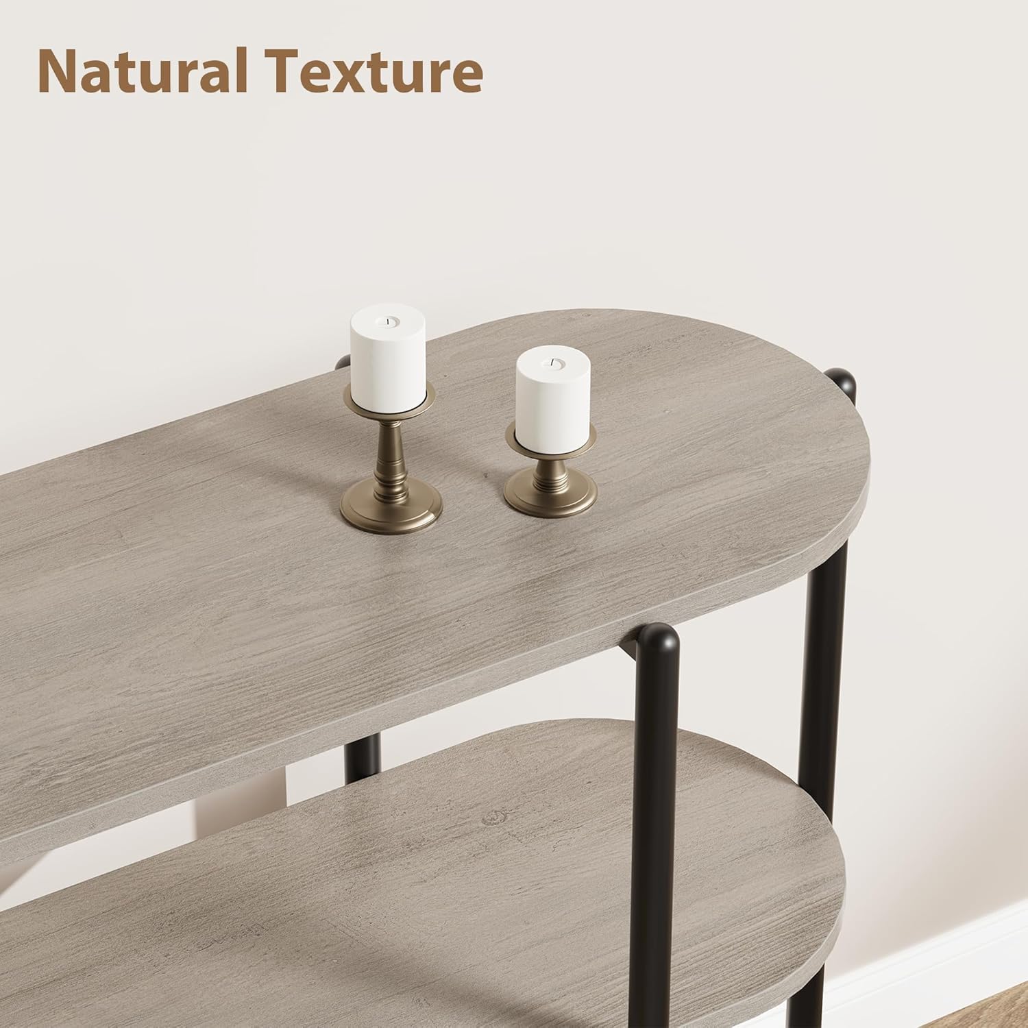 GarveeHome Entryway Console Table, 3 Tier Industrial Metal Sofa Table, Behind Couch Table, Farmhouse Hallway Table for Entry, Living Room, Kitchen, and Dining Room - Grey