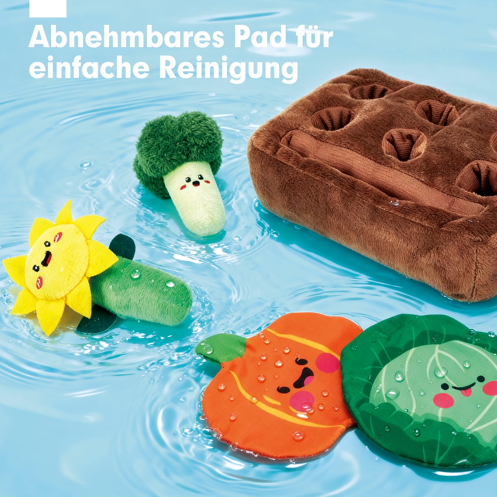 hahaland Rübe Ziehen Montessori Spielzeug Baby, Obst und Gemüse Plüschtier-Set, Motorik Baby Spielzeug 6 Monate mit Rasseln Spiegel Tragbarer Box,Baby Geschenk für Spielzeug ab 6 7 8 9 10 12 Monate
