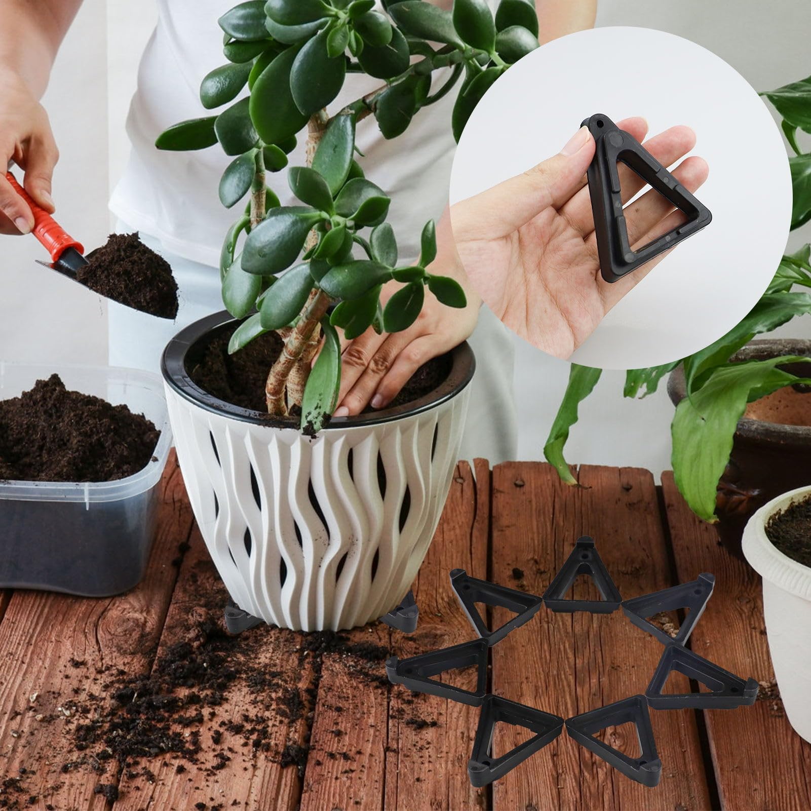 12 Pezzi Piedini Triangolari per Vasi Fiori, Flowerpot Riser, Piedini