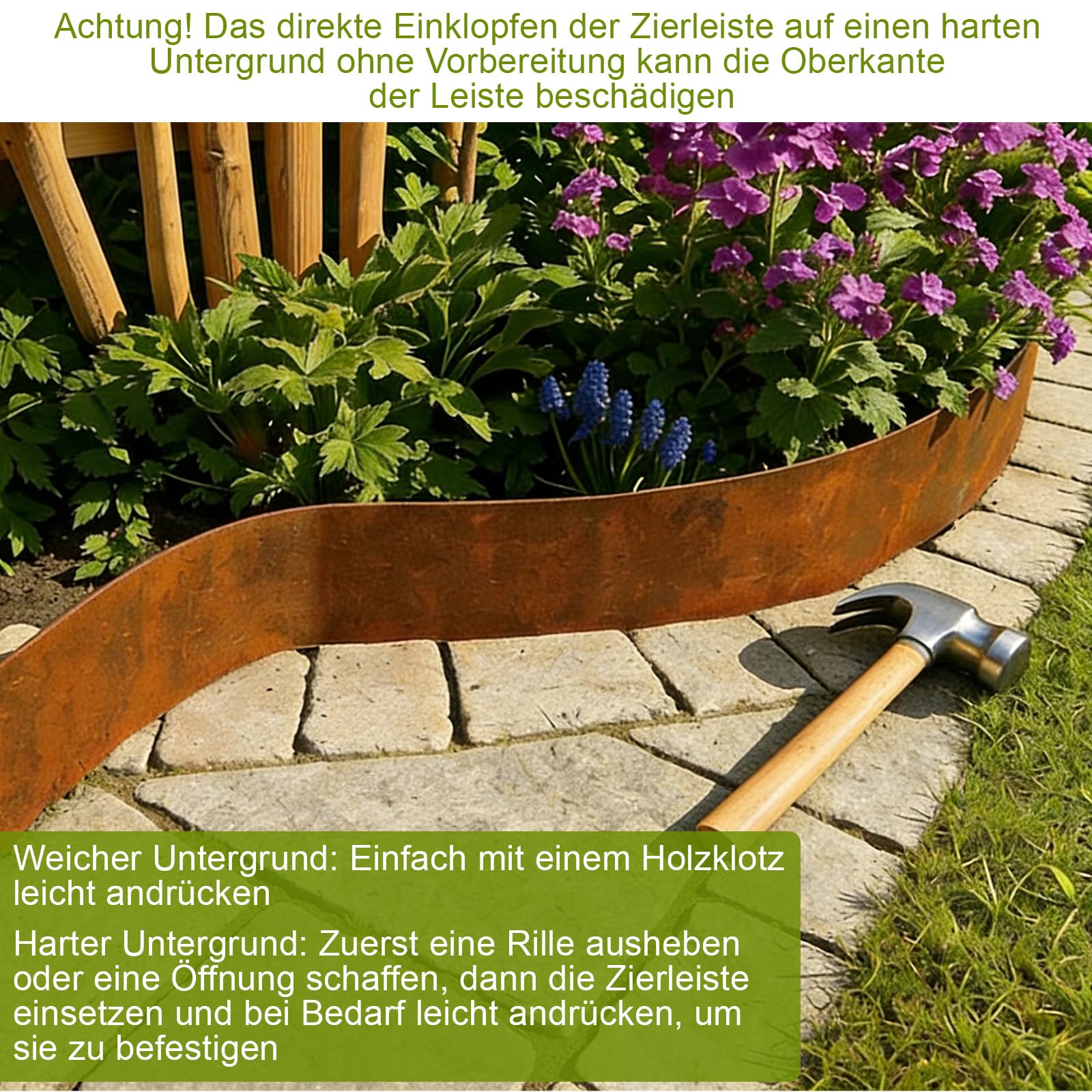 ohbien 10 m de borde de césped de acero corten flexible de acero corten para césped, borde de metal de 15 cm de alto, resistente a la intemperie, fácil montaje para jardín, bancal, césped y caminos
