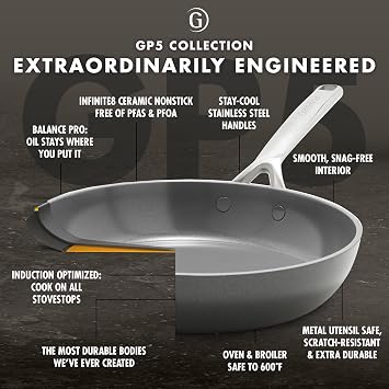GreenPan GP5 Hard Anodized Healthy Ceramic Nonstick 14 Piece Cookware Pots and Pans Set، Heavy Gauge Scratch Resistant، Stay-Flat Surface، Induction، Mirror Finish Handle، Oven Safe، PFAS-Free، Cocoa