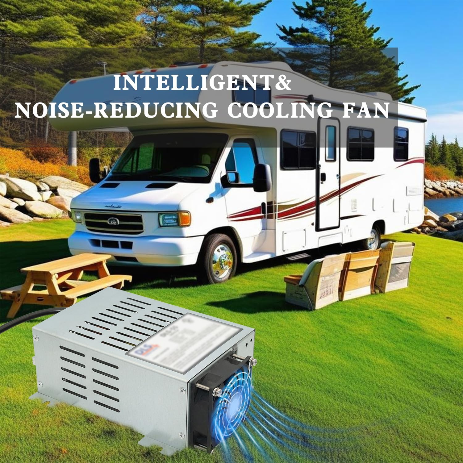 Power Converter with Built-in 3 Stage Smart Battery Charger Replacement for DLS DLS-55 55 Amp 12V RV Battery Charger