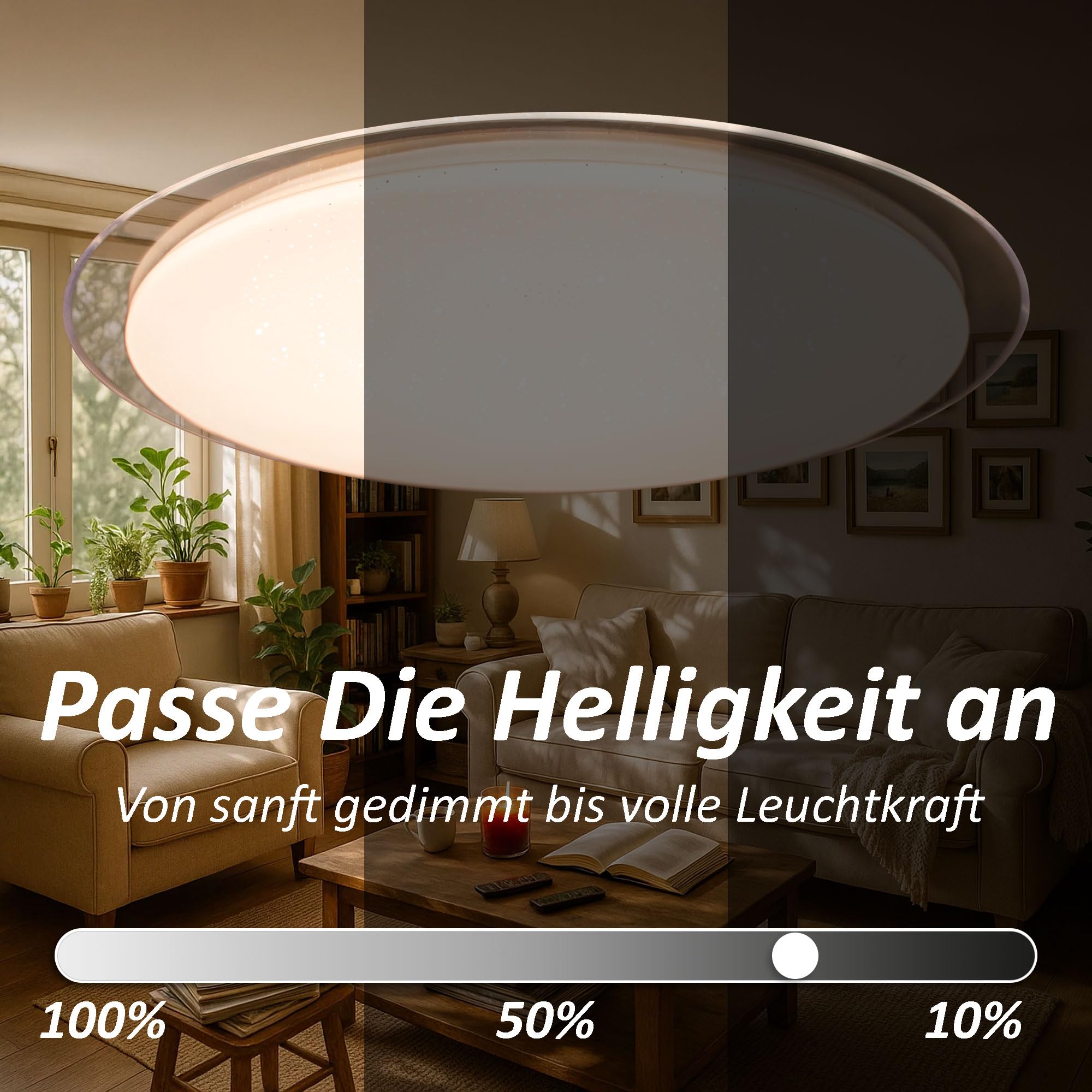 Maxkomfort LED Deckenleuchte GALA-L 72W mit Farbwechsel – moderne Deckenlampe Ø57,5 cm – schlichtes Design, 5400 Lumen, warmweiß bis kaltweiß, mit Lichtschalter steuerbar