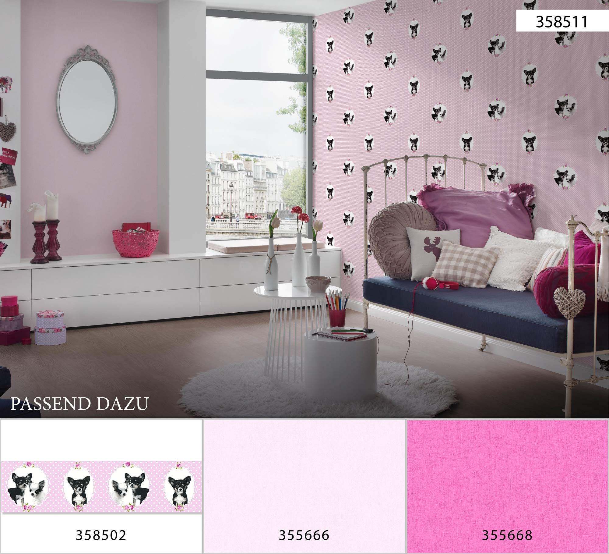 Animal Wallpaper for Kids Wallpaper Border Little Stars Non-Woven Wallpaper 5.00 m x 0.13 m Pink Black Made in Germany by Livingwalls 358502 35850-2 - Image 4