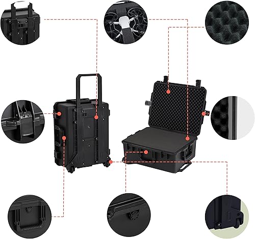 Miniatura 7 de MEIJIA Funda portátil para cámara compacta y rígida para todo tipo de clima, resistente al agua, con espuma de ajuste personalizable, mango de