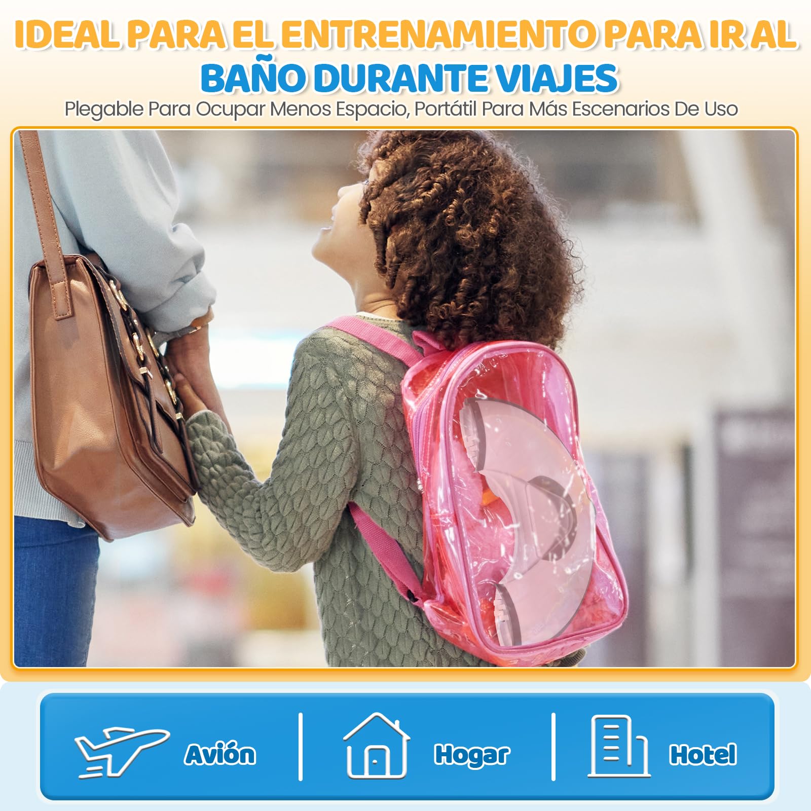 Orzbow Plegable Adaptador Wc Niños, Portatil Reductor Wc Niños con Barrera de Orina de Goma Blanda, Universal Adaptador Baño para Niños con Ventosa, Longitud Ajustable, Fácil de Instalar, Blanco