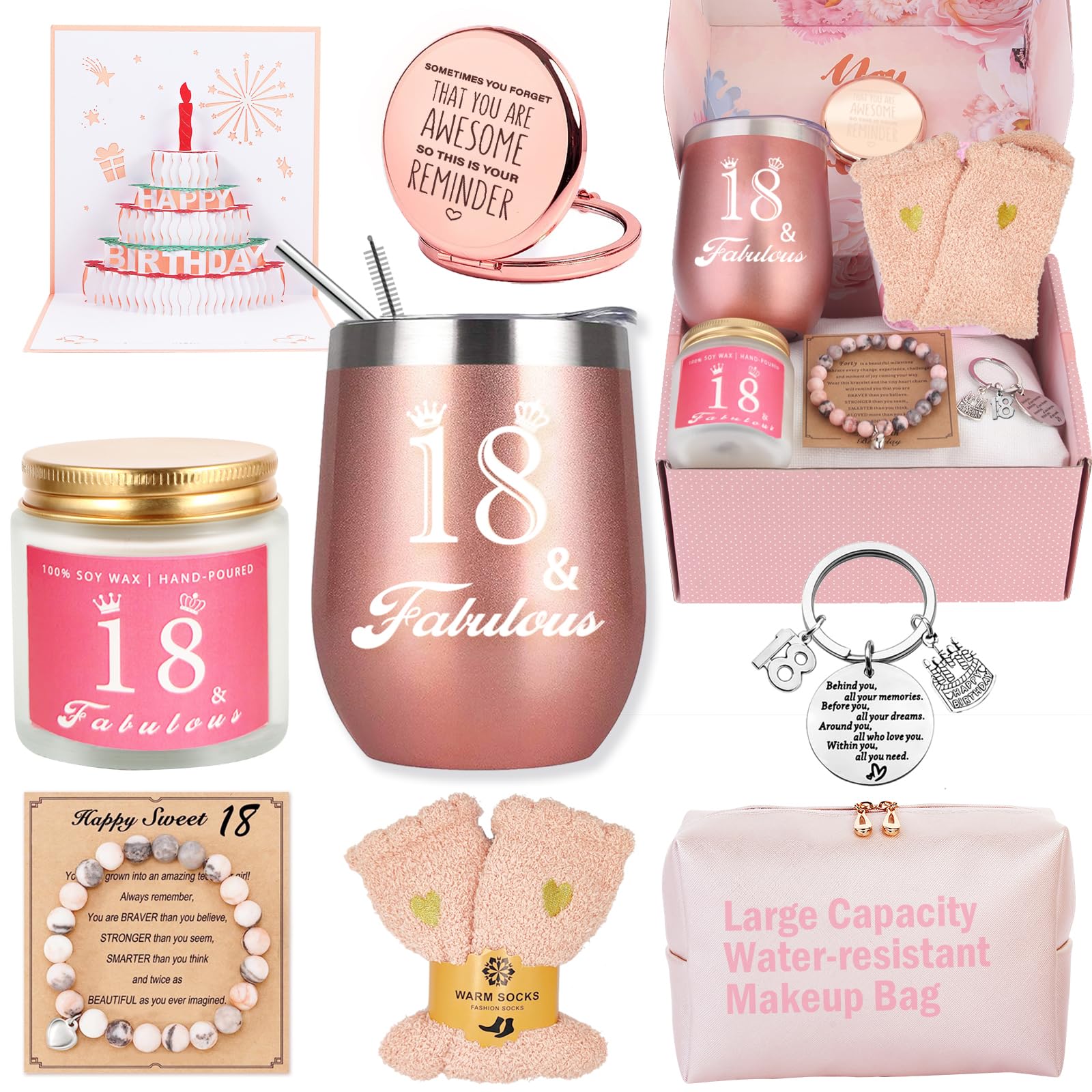 18th Birthday Gifts for Girls, Gifts for 18 Year Old Girls Best Friends Female Daughter Sister Her Girlfriend Coworker Bestie Women Birthday Unique