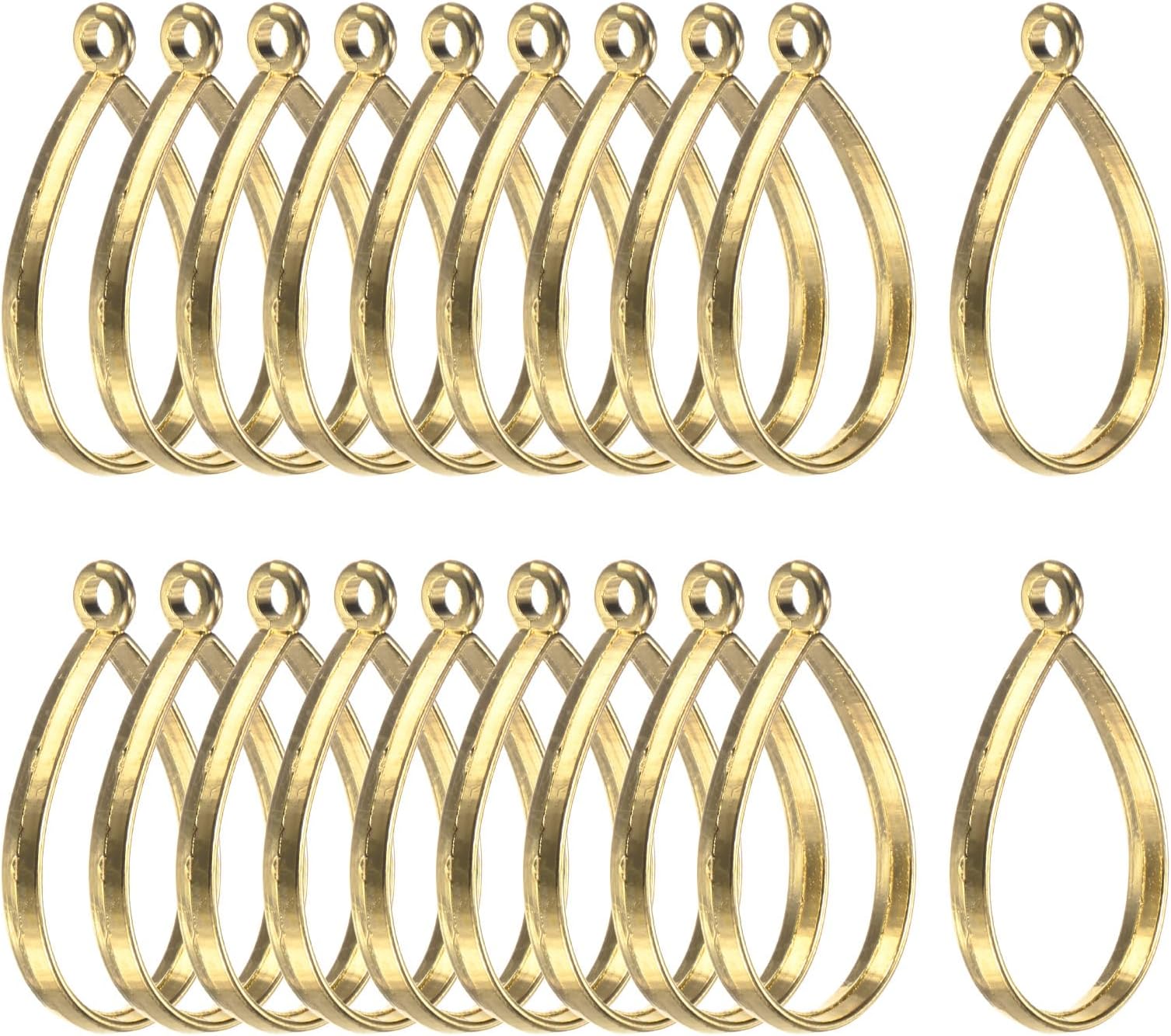 20-Pack Open Bezels for Resin, Teardrop Shape Open Back Bezel Pendants for Resin Jewelry Making/DIY Earrings Necklace, Alloy Hollow Frame Pendants [Bright Gold]