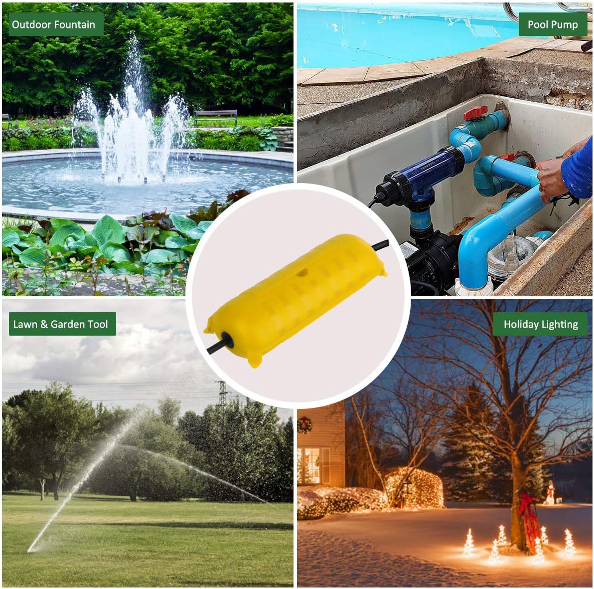 Flemoon Outdoor Extension Cord Safety Cover with Waterproof Protector Seal, Weatherproof Electrical Connection Box for Outdoor Outlets, Plugs, Sockets, Holiday Decorations, Power Tools, Yellow