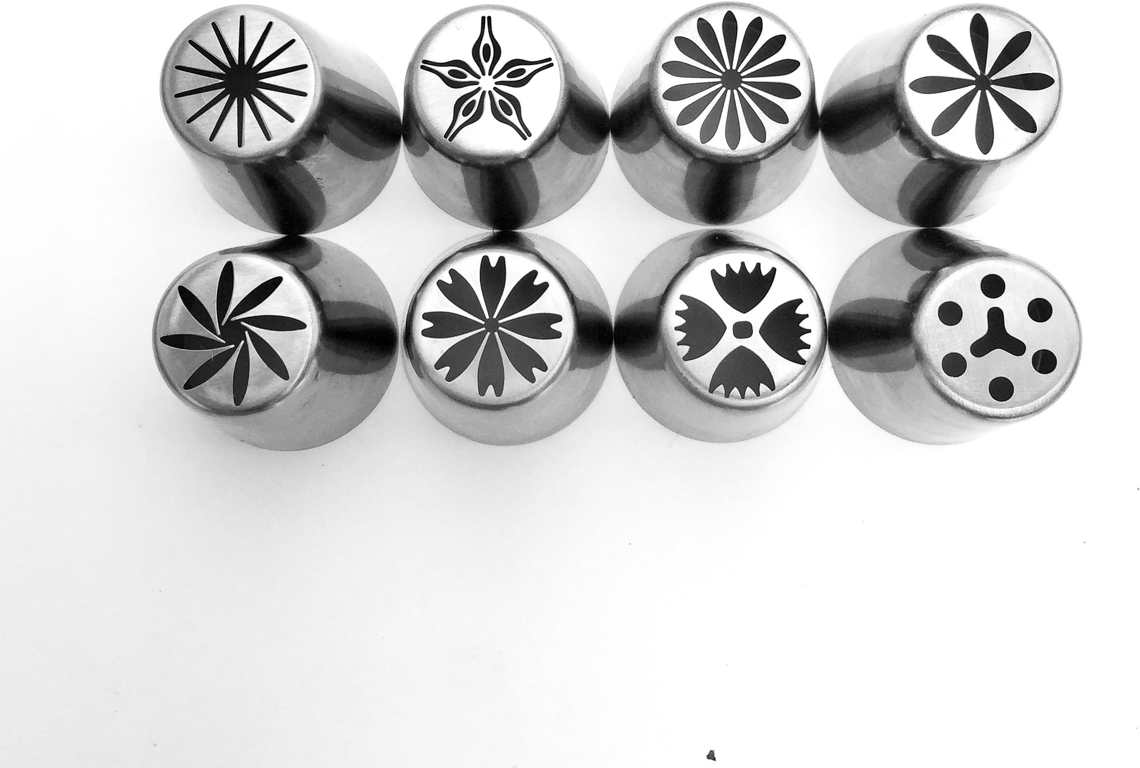 8 Piece Set #2 - Schast'ye Original Russian Piping Tips #9-#16 - Professional Cake Decorating Tool Kit Includes: 8 Stainless Piping Tips + 1 Pastry Bag (9 Pieces Total)