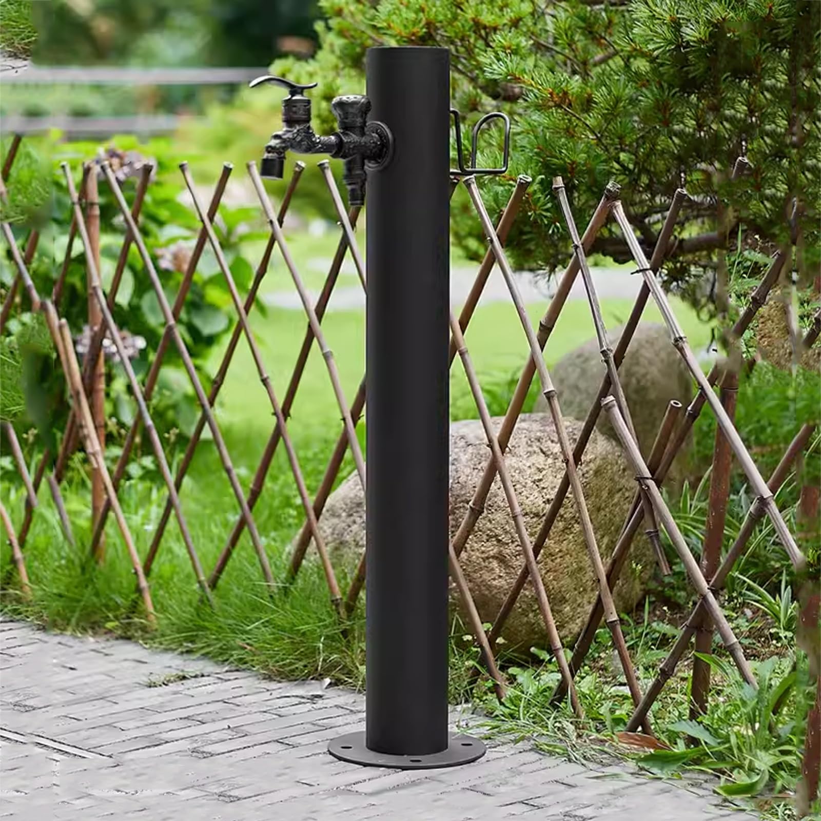 BHGFYXBS Outdoor Stainless Steel Cylindrical Vertical Garden Water Column, Winter Freeze Crack Garden Water Column, Various Faucet Styles To Choose From