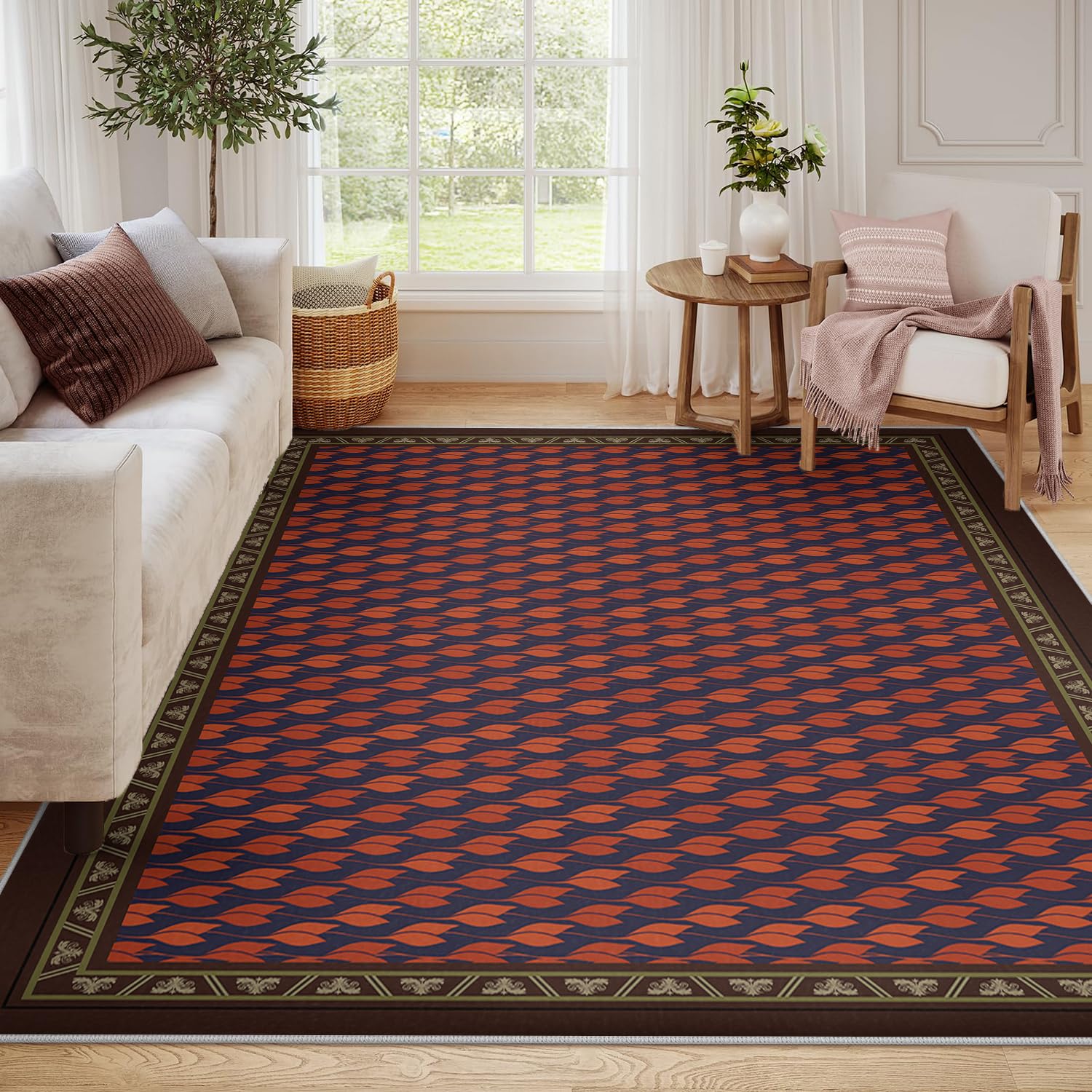 Texture des feuilles de plantes pour ce tapis doux bohème