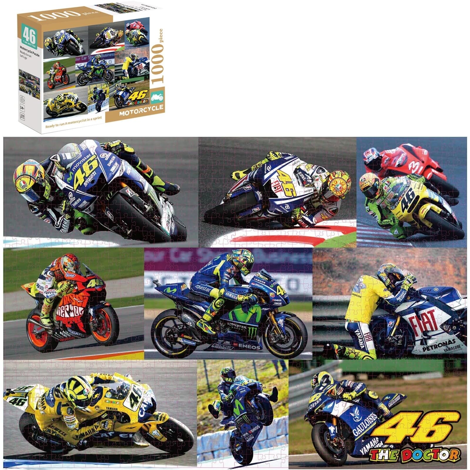 HTLNUZD 1000 Pieces Paper Jigsaw Puzzles Racing Motorcycle Home Decor Adults Puzzle Games Family Craft Gift (46Assembly)