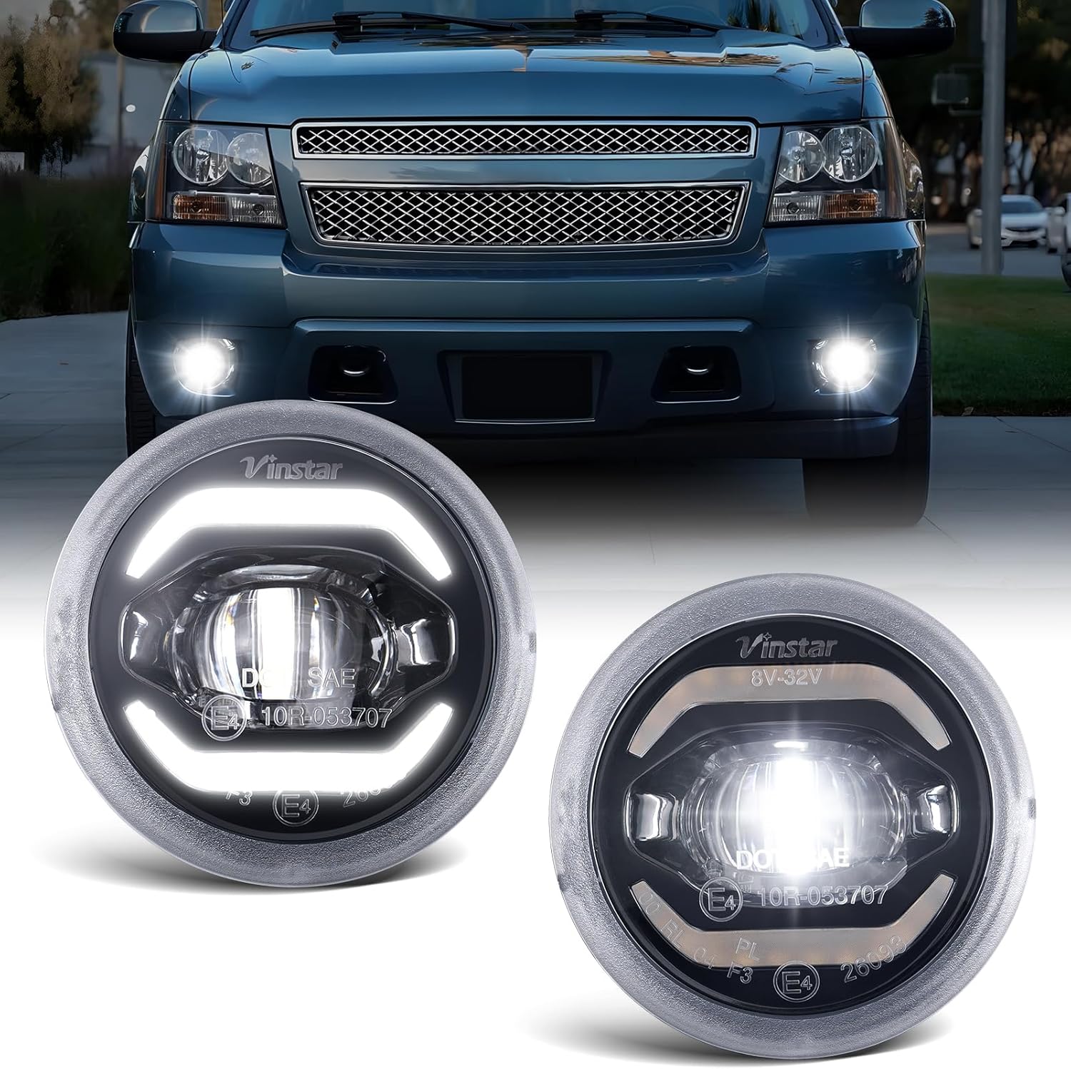 LED Fog Lights wiht DRL Replacement for 07-14 Suburban Tahoe Yukon Avalanche / 10-13 Camaro / 15-19 Colorado / 15-17 Silverado 2-IN-1 Fog Lights Daytime Running Lights, 2 Pack