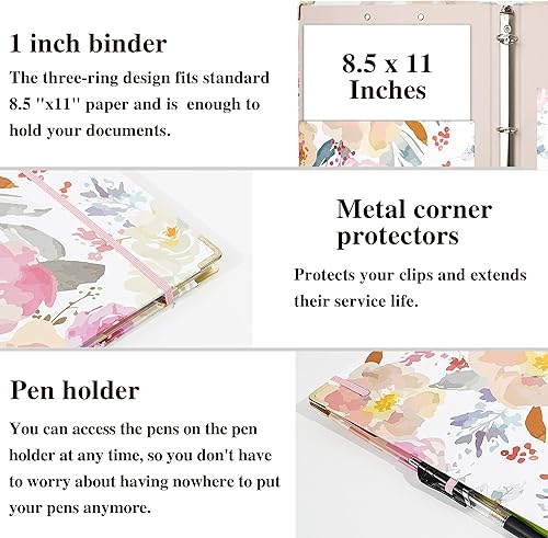 Vista 71 de Carpeta de 3 anillos con portapapeles, tamaño carta de 1 pulgada, bonita carpeta de portapapeles con bloc de notas recargable, 5 carpetas Azul