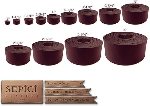 Miniatura 5 de 1012oz Borgoña Real Latigo tira de cuerocorreacinturón en blanco 34" (1,9 cm) de ancho, 50"-60" (127-153 cm) de largo