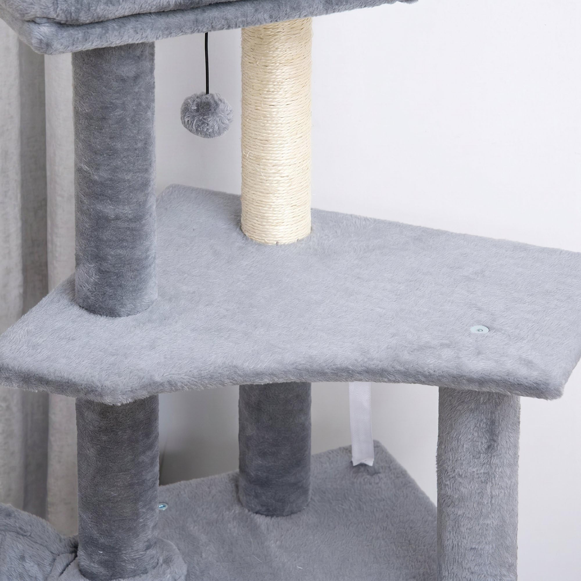 PawHut Albero Tiragraffi per Gatti Multilivello Alto 127 cm, Grigio
