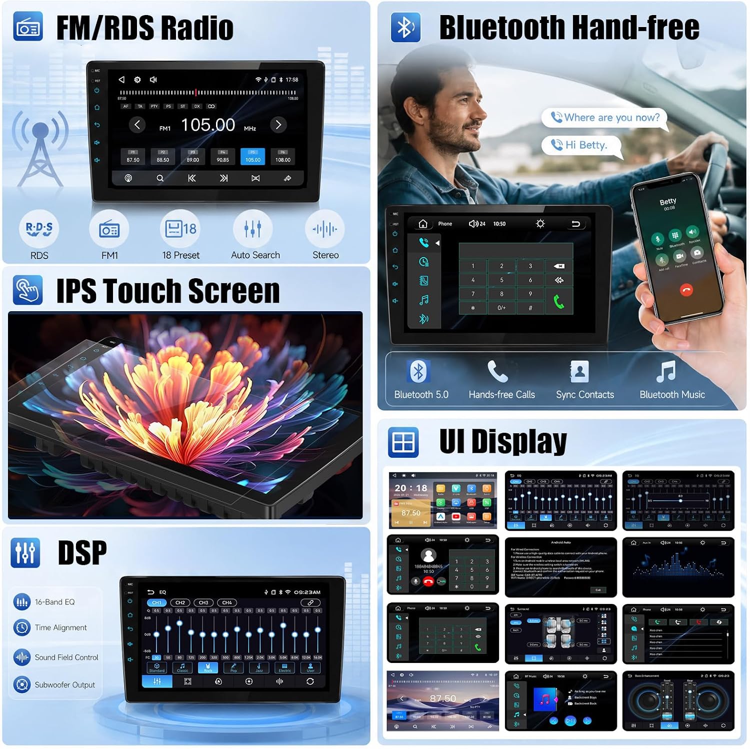 Car Radio for Mitsubishi Lancer IX 2000-2010, 9-inch IPS Screen with Wireless/Wired CarPlay & Android Auto, Mirror Link, Bluetooth, DSP, SWC, FM/RDS