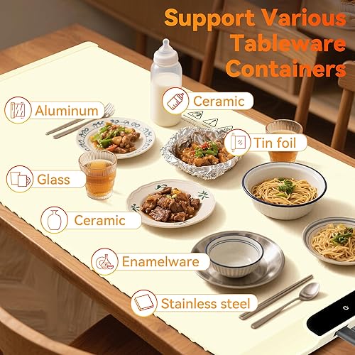 Miniatura 2 de Tapete de calentamiento de alimentos  Bandeja eléctrica de silicona de calentamiento ultrarrápido con 6 modos, rango de 95  a 212 , hoja de