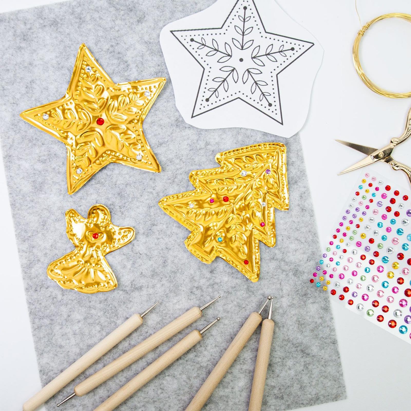 Yuemeuy Láminas De Papel De Aluminio Para Manualidades | Kit De Arte Para Repujado Metálico | Plata Dorado Brillante Grabado Estampado Pintura Arte Manual Para Niños Y Adultos