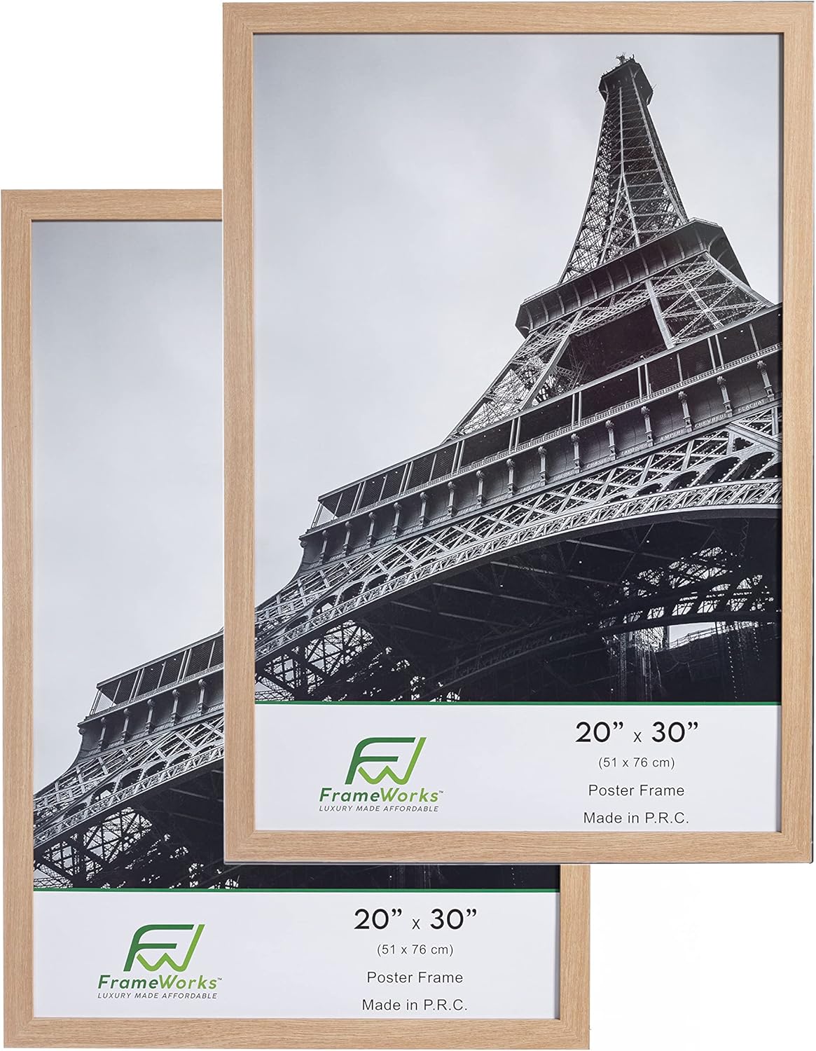 FrameWorks 20” x 30” 2-Pack Natural Oak Back-Loading Wooden Poster Frame with Classic Edges Natural Oak 20"x30"