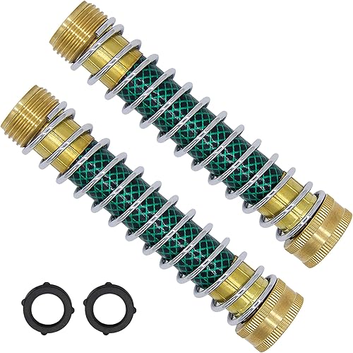 Adaptador de extensión de manguera de jardín, protector de torceduras de manguera con resorte helicoidal, paquete de 2