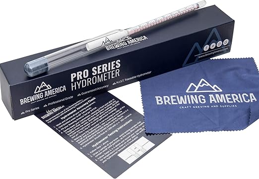 Brewing America American-Made Specific Gravity Hydrometer Alcohol ABV Tester - Pro Series Fermentation Testing Homebrew: Beer, Wine, Cider, Mead - Triple Scale Hydrometer
