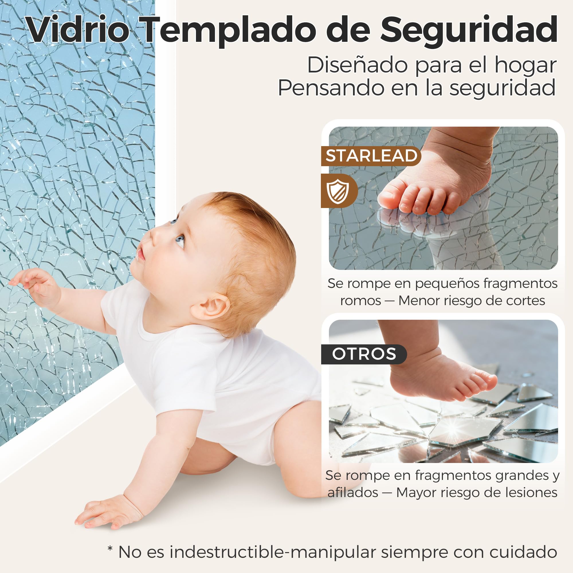 STARLEAD Espejo Baño con Luz Bluetooth 100x70cm LED Antivaho IP44 Vidrio Templado HD