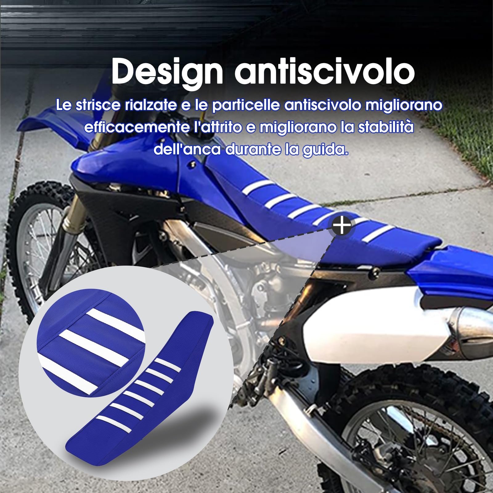Coprisedile universale a righe bianche per dirt bike, moto, motocross, enduro