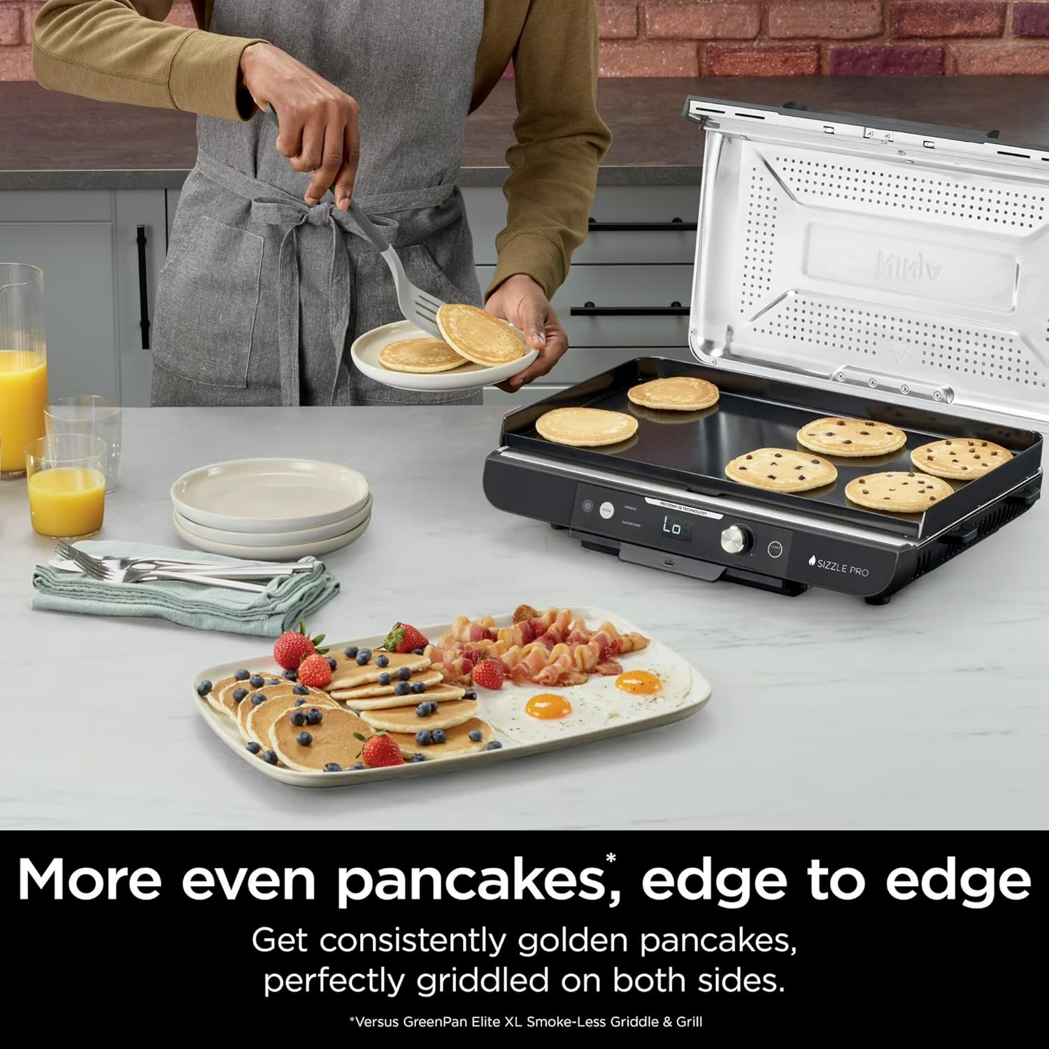 Indoor Electric Griddle with Flat Top Plate, Edge-to-Edge Heating, Precision Temperature Control, Nonstick Cooking Surface, Indoor Grill for Pancakes Burgers Steaks and Family Meals
