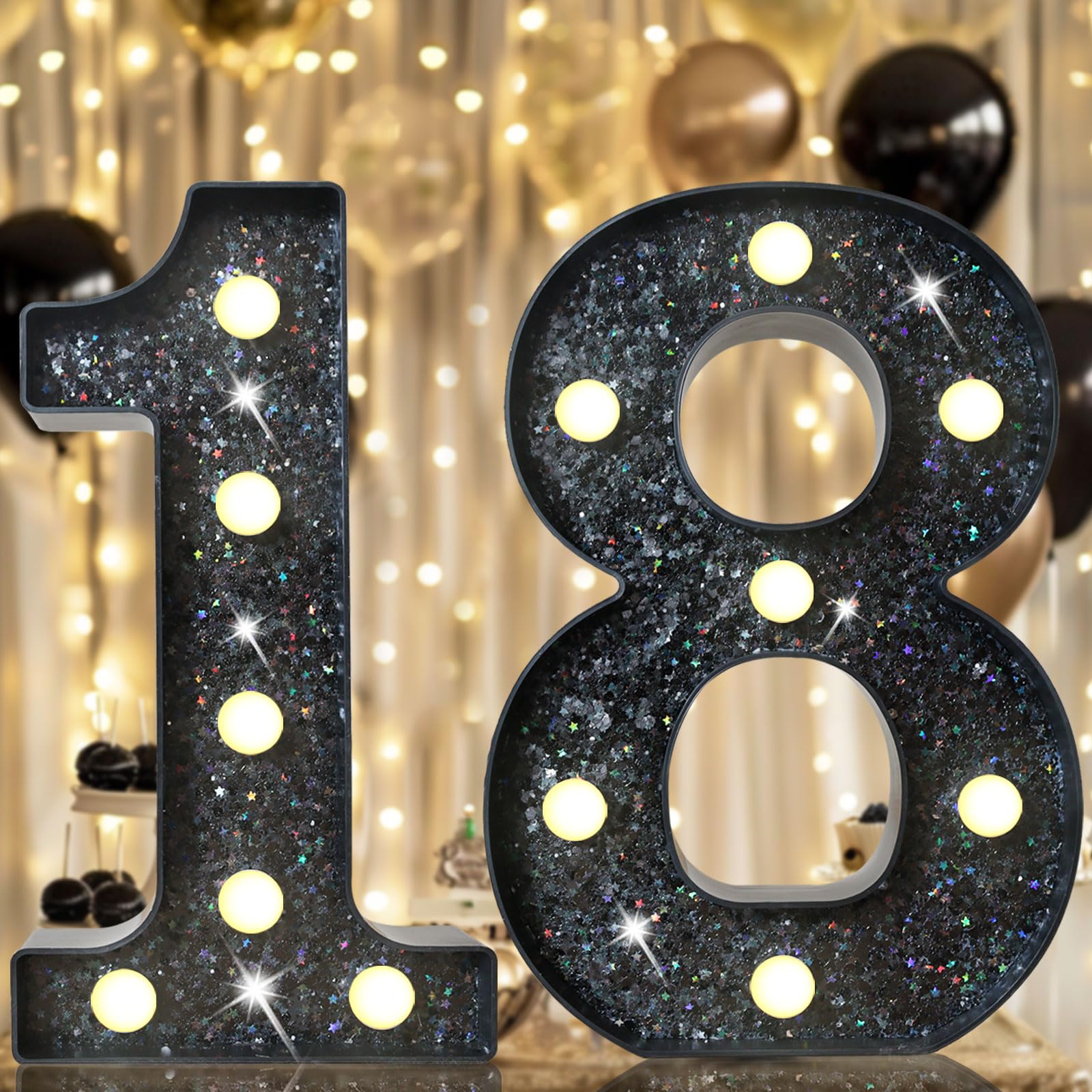 8.8" Decorative LED Light Up Numbers, Marquee Numbers Lights for 7th Birthday Decorations, Lighted Number Sign for Birthday Party Night Lights Wedding Anniversary Home Wall Decor, White Number 7 — view 10