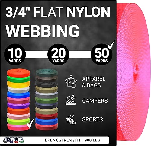 Miniatura 9 de Rollo de correa de nailon resistente de 34 pulgadas para cinturón, mochila, eslinga, collar, correa, correas y más, 10, 20 o 50 yardas, más de 20