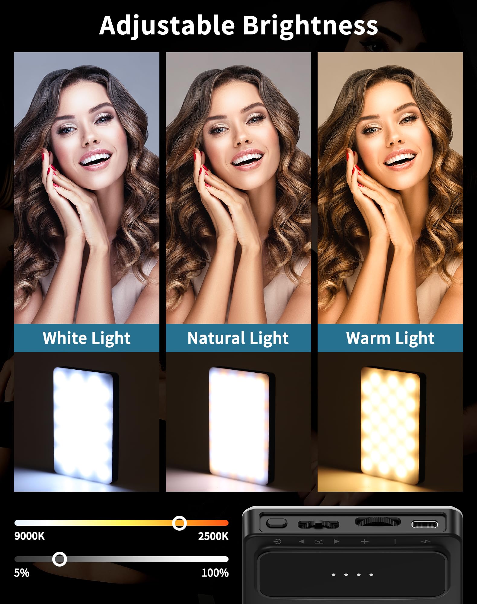 120LED Phone Light Clip: luce selfie per iPhone, regolabile 3 modalità di illuminazione, 3000 mAh, 2500 k-2900 K, CRI95+, illuminazione per registrazione video, luce fotocamera, uso per TikTok