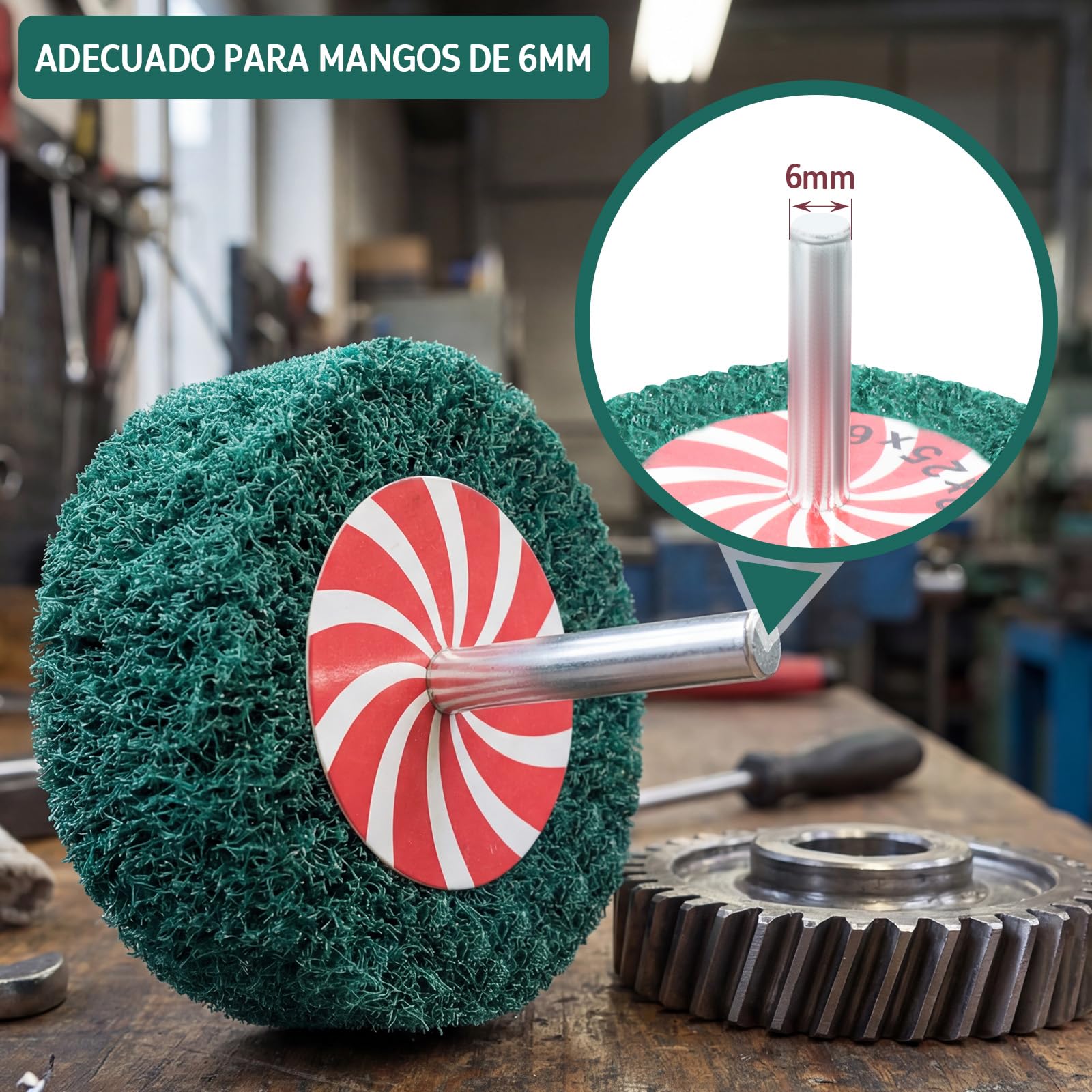 Juego de 10 Muelas Abrasivas Para Amoladoras Angulares – 5 Granos (P180 y P240), 5 Tamaños (25-60 mm) en PVC para Taladros, Atornilladores Inalámbricos y Herramientas Rotativas, Brocas de Rodillo