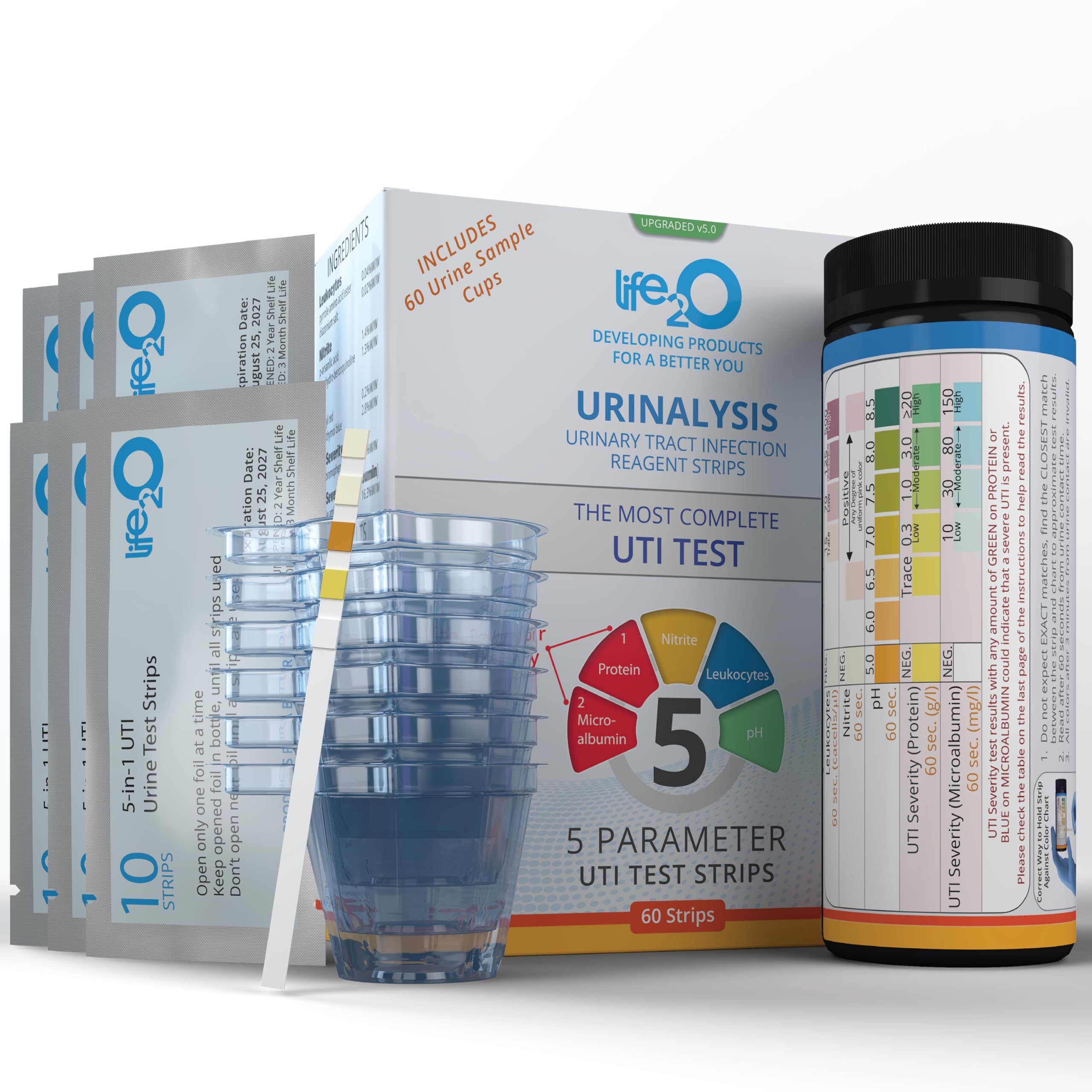 Urinary Tract Infection Test Strips 50ct | 3-in-1 Urinalysis UTI Urine Dip-Sticks for Women at Home (Leukocytes, Nitrite, pH) | Medical Grade High Precision | Use Our Testing Kit During UTI Treatment