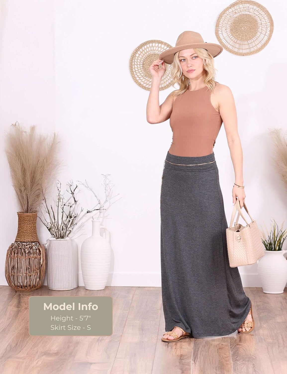 Popana Long maxi skirts for women – High Waisted Flowy Long Skirt for Women, Casual A-Line Plus Size Maxi Skirt - Image 4