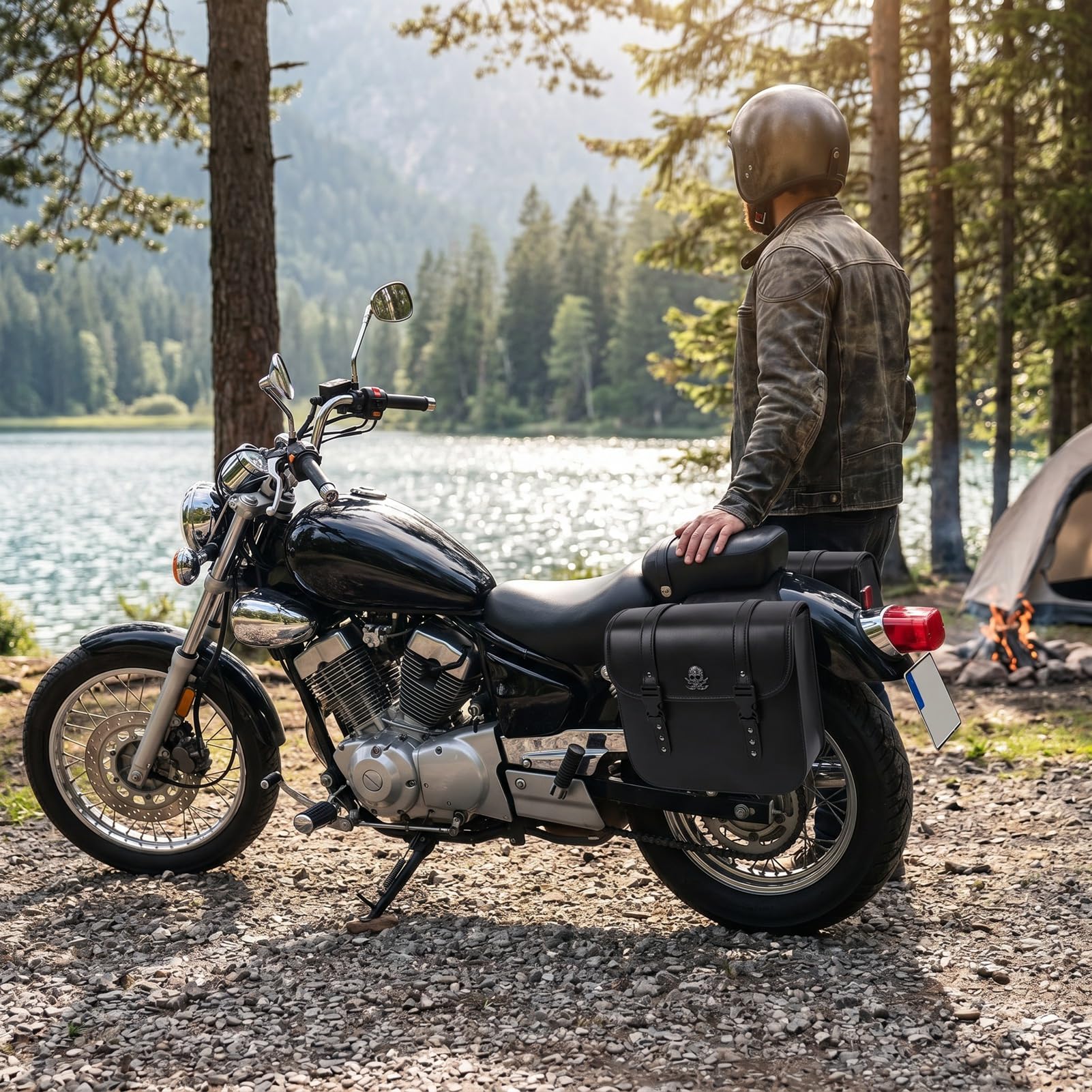Cryfokt Saddlebag Motocyklowy, pojemność 30L, Wodoodporny Skórzany PU
