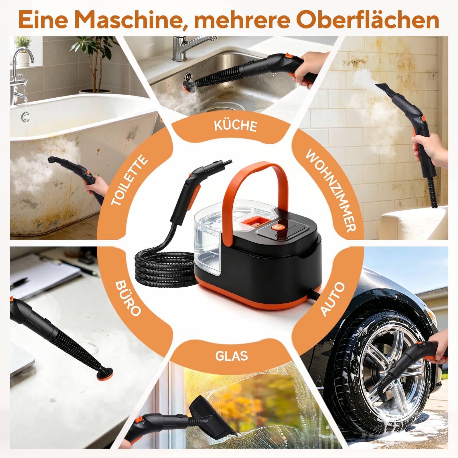 Dampfreiniger Handgerät für Haushalt Auto Handdampfreiniger 221°F 4 Bar