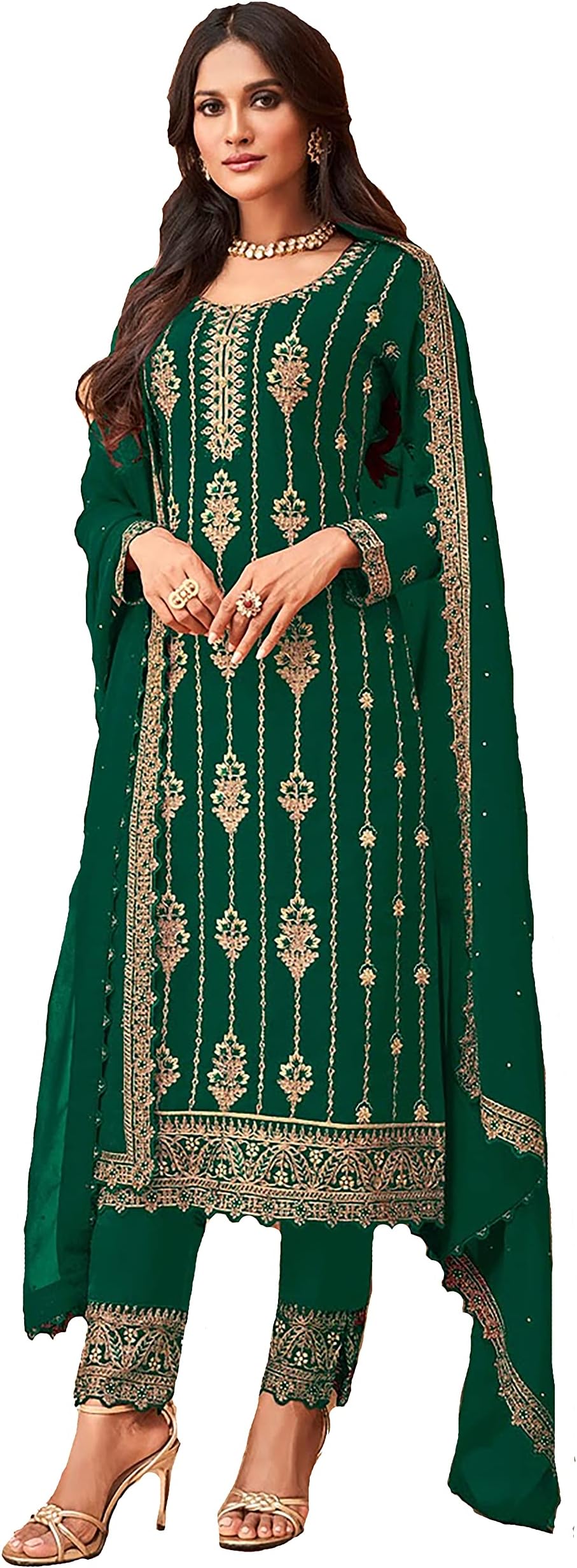 YanustutiReady to Wear Embroidered Georgette Indian Pakistani Wedding Wear Salwar Suit for Women Party wear Dress