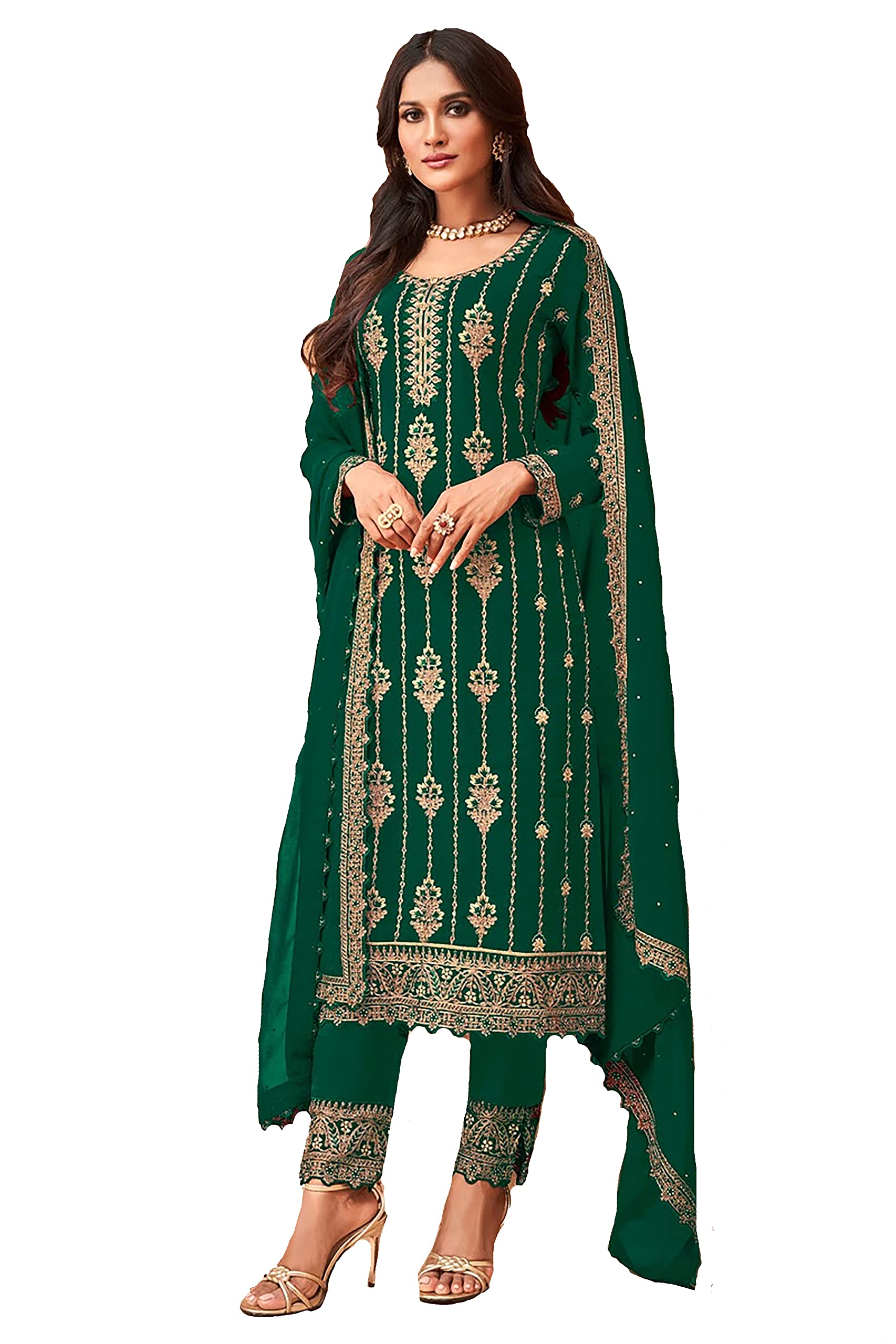YanustutiReady to Wear Embroidered Georgette Indian Pakistani Wedding Wear Salwar Suit for Women Party wear Dress