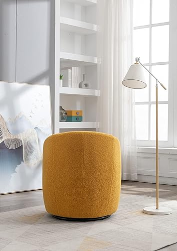Miniatura 6 de INMOZATA Sillón giratorio, silla de barril moderna con acento tapizado, silla redonda tapizada en tela de terciopelo para sala de estar, dormitorio,