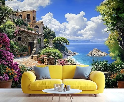 Miniatura 17 de KIREUPA Mural de pared vintage con puerta de hierro de glicina, mural de pared 3D de jardín floral rústico, mural de papel tapiz de puerta antigua