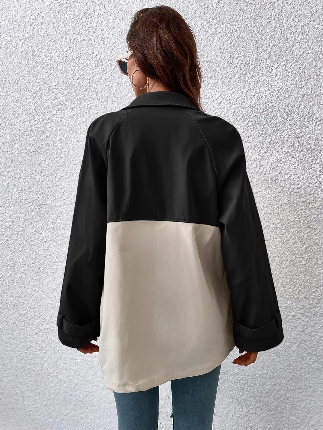 Womens Fashion Trench Outwear Raglan Sleeve Double Breasted Trench Coat Jacket Coat