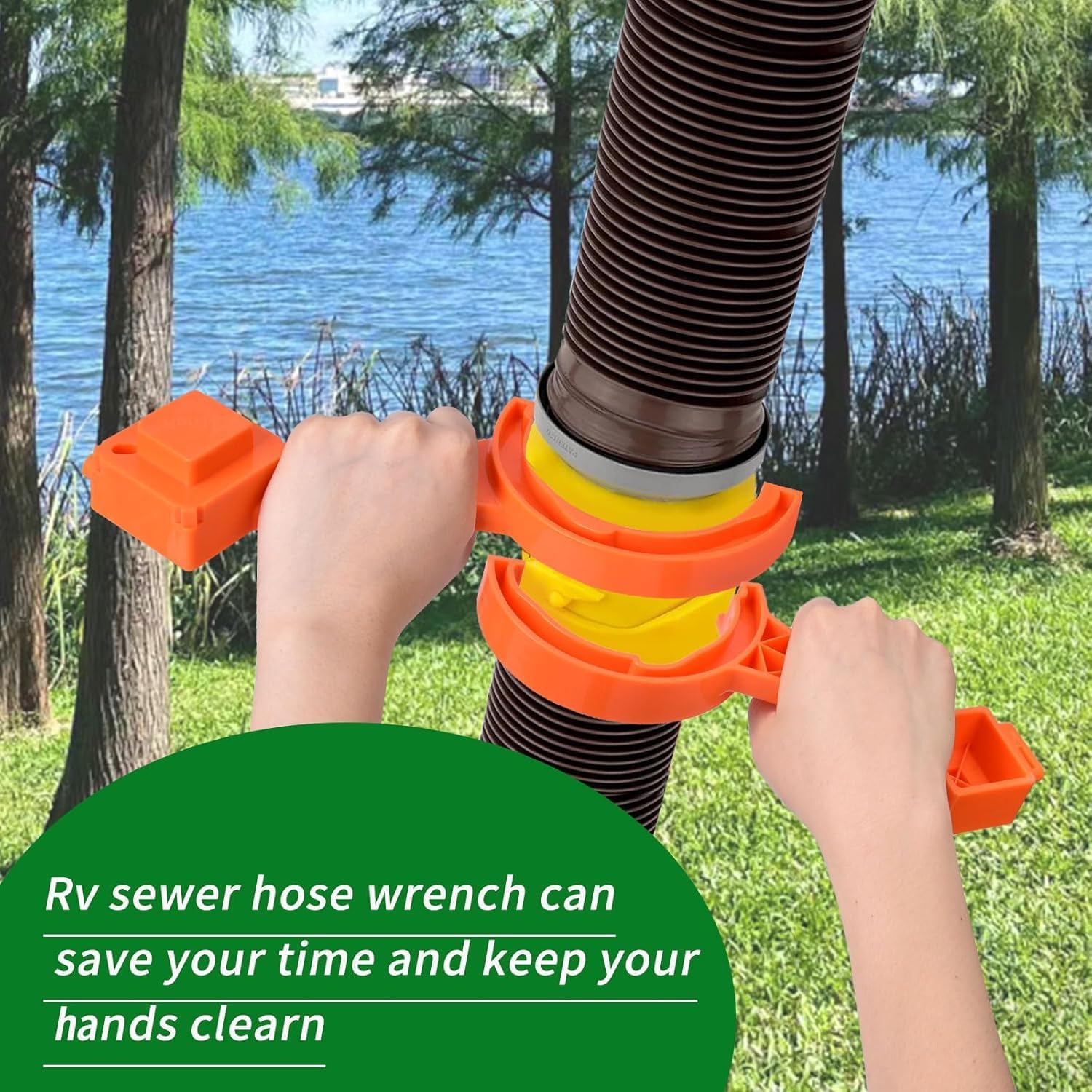 RV Sewer Hose Wrench,1 Set RV Sewer Fitting Wrench Connect Disconnect Easily Universal Spanner for Most 3in 4in Male Female RV Sewer Caps