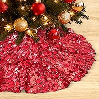 Vista 8 de Falda de árbol de Navidad plateada de 36 pulgadas, falda de árbol de Navidad con lentejuelas brillantes, decoraciones de Navidad con purpurina