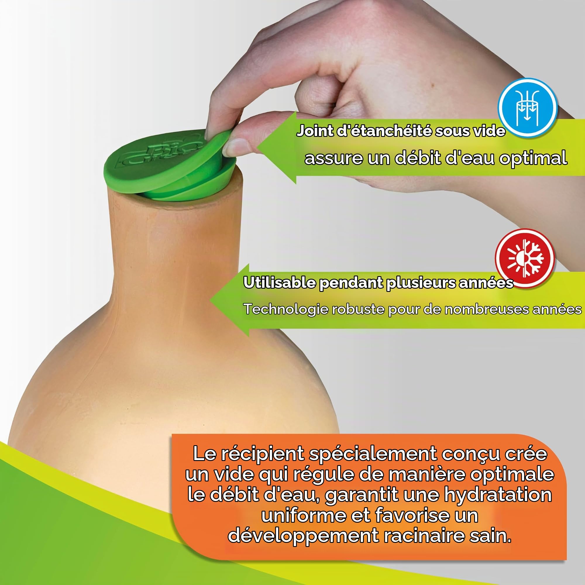 BioGreen Olla HYDRO MAX Lot de 4 arrosage automatique pour plantes 1 l Diamètre 60 cm Pot en terre cuite Boule d'arrosage