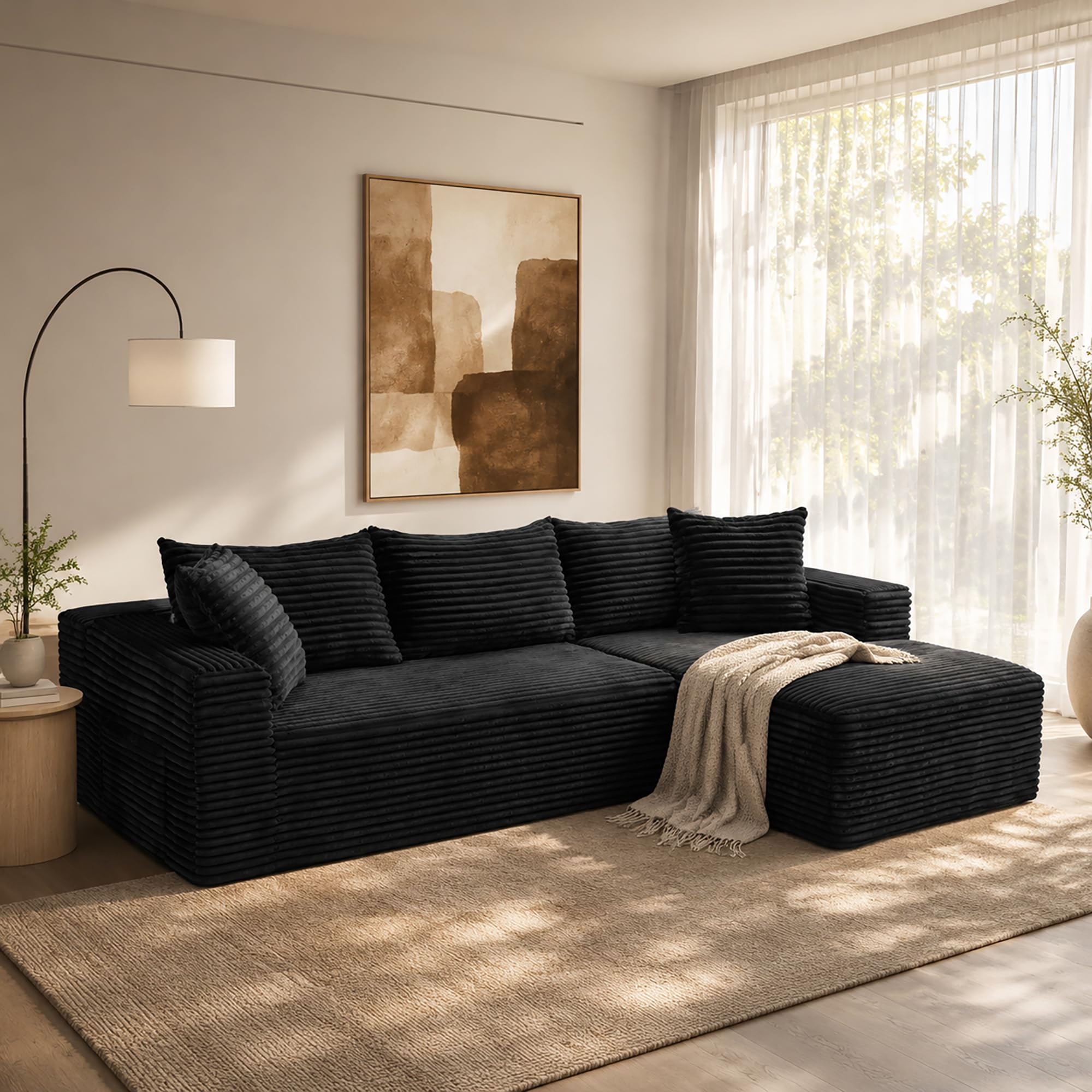 96" Cloud Boneless Sectional Couches with Chaise for Living Room